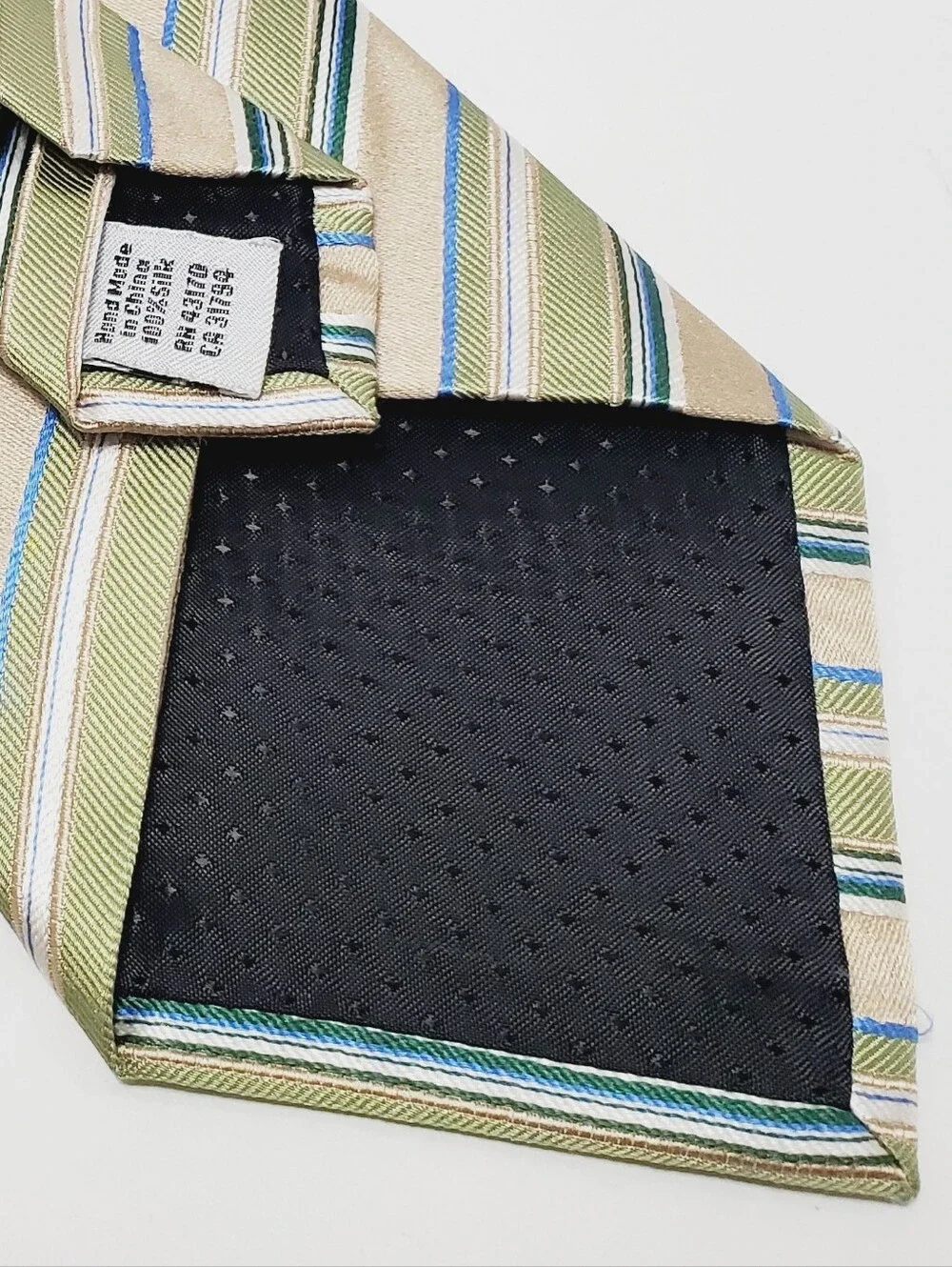 Geoffrey Beene Men's Silk Neck Tie Green Stripe Pattern 59x3.5